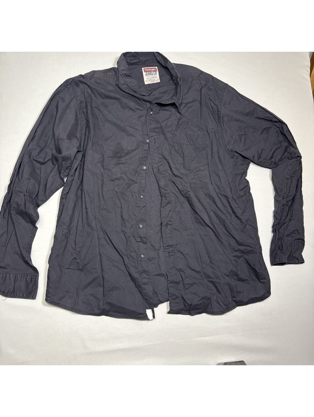 Wrangler Jeans Co. Black Long Sleeve Mens Cotton Shirt Size 3XL